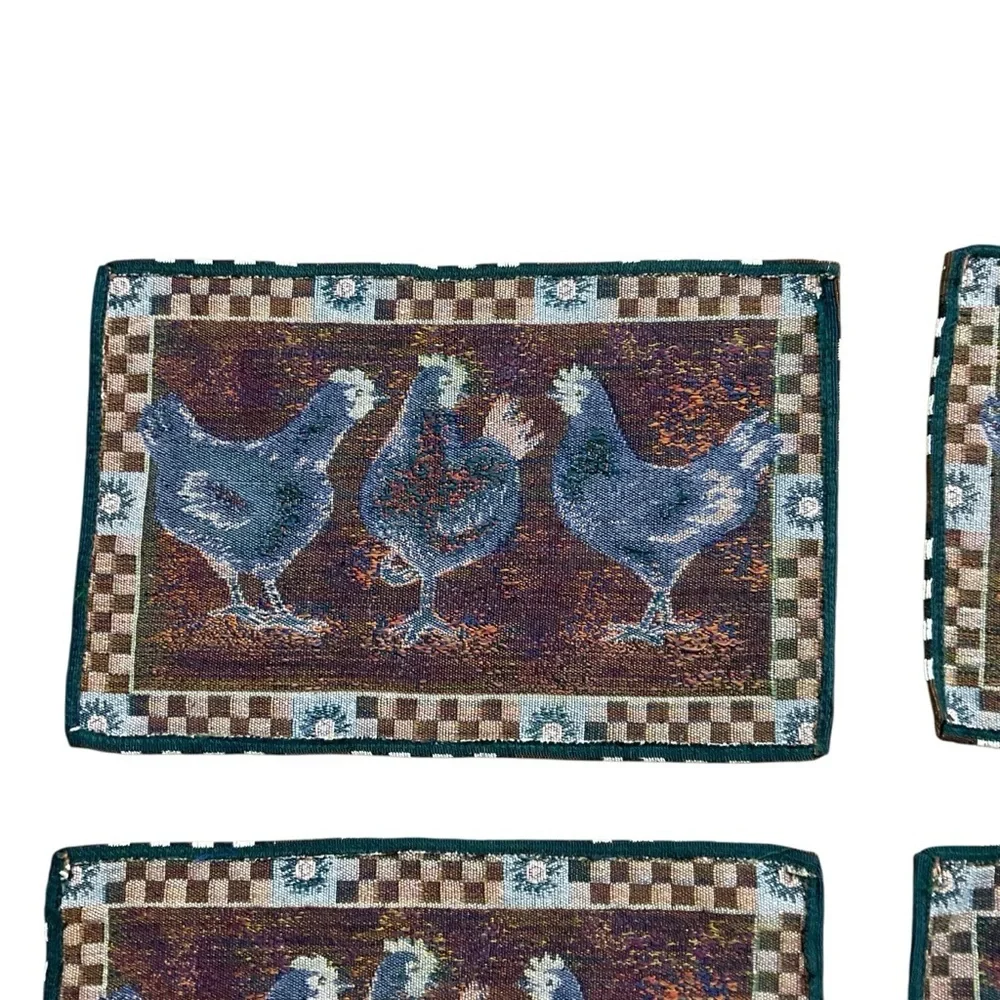 Set of 4 Rooster Chicken Placemats 18 x 12 Country Farmhouse